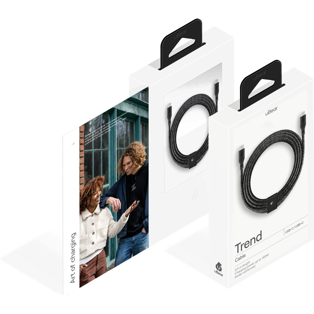DC18BL24TR-CC кабель зарядный uBear Trend Cable USB-C/USB-C 2.4м, 140W, цвет черный